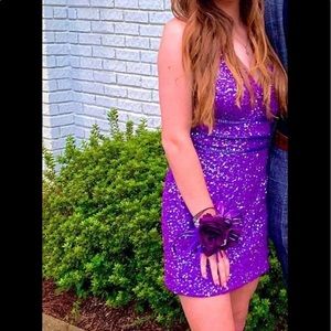Ashleylauren Homecoming formal purple sequin dress.